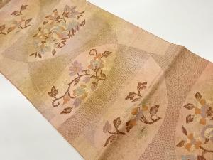 引箔草花に鳥模様織出し袋帯